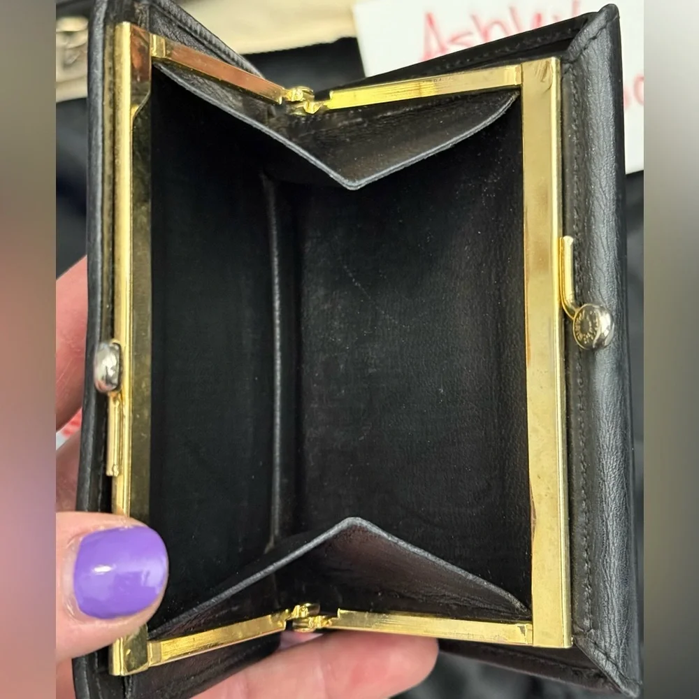 Celine vintage Paris black leather wallet